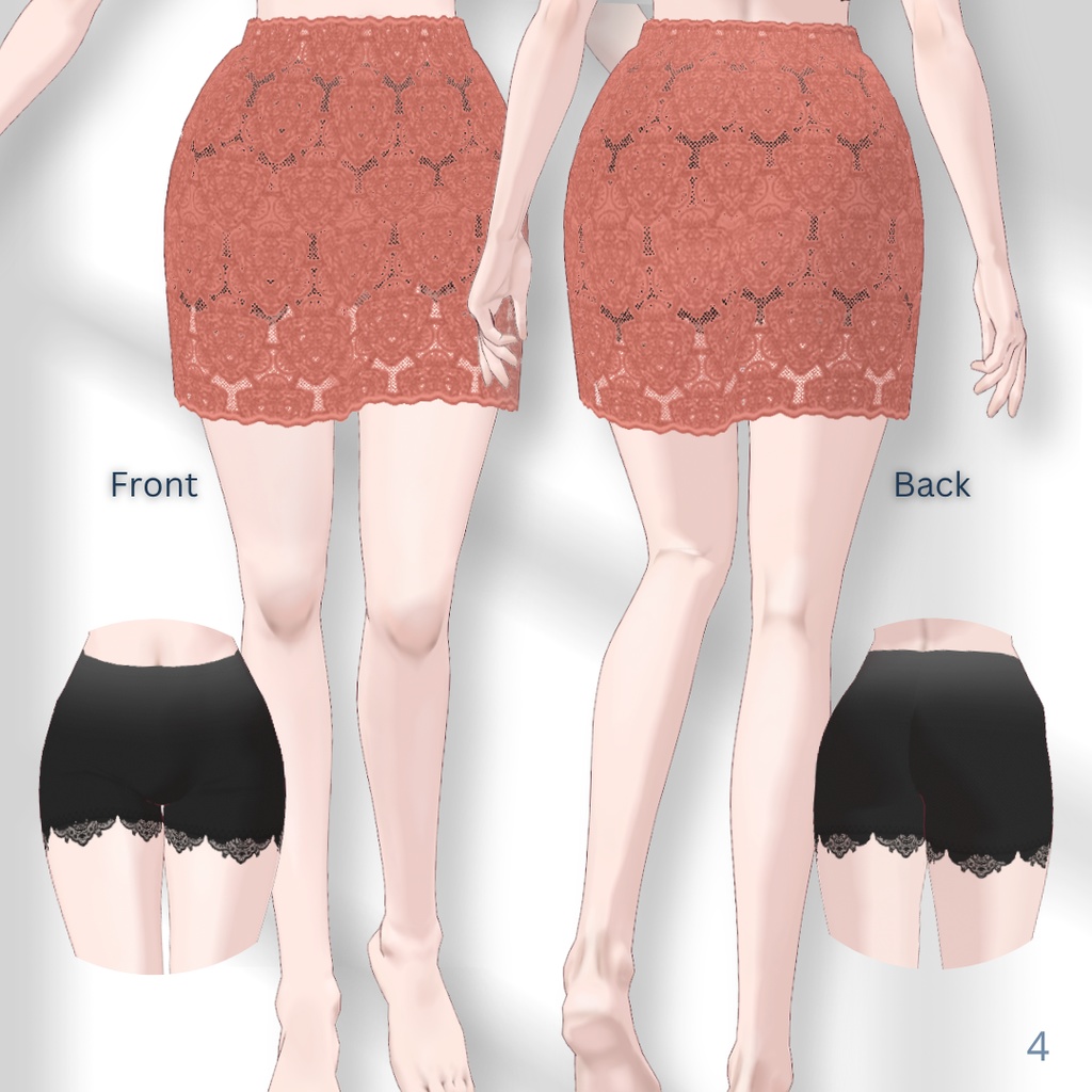【スカート無料】Lace Mellow Skirt , Petticoat & Pearl Camisole【VRoid】