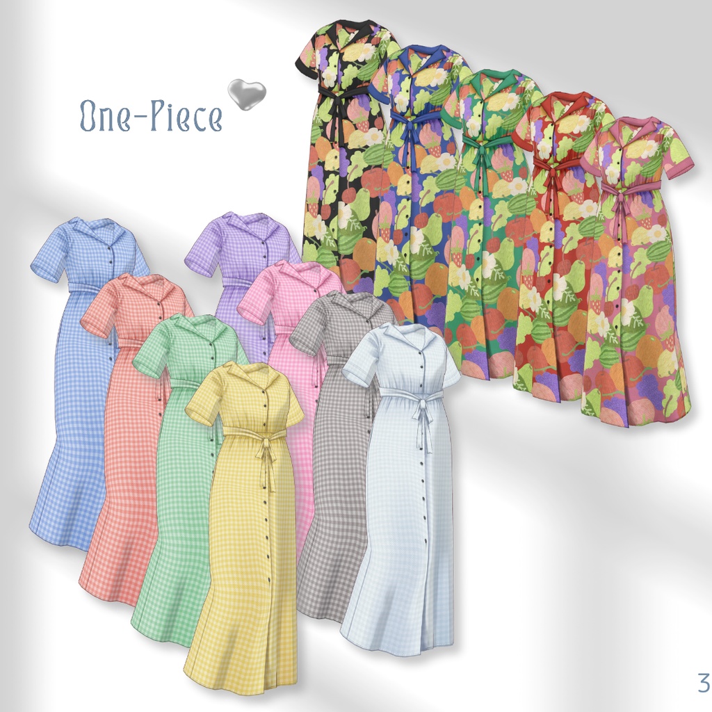 Patterned Shirt & One-Piece【VRoid】