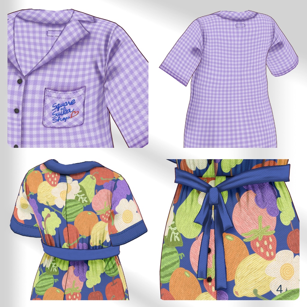 Patterned Shirt & One-Piece【VRoid】