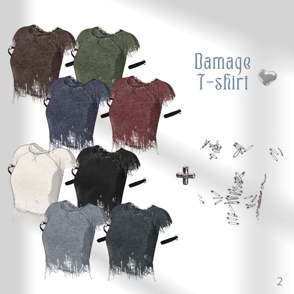Damage Tee & Denim Skirt Outfit SET【VRoid】