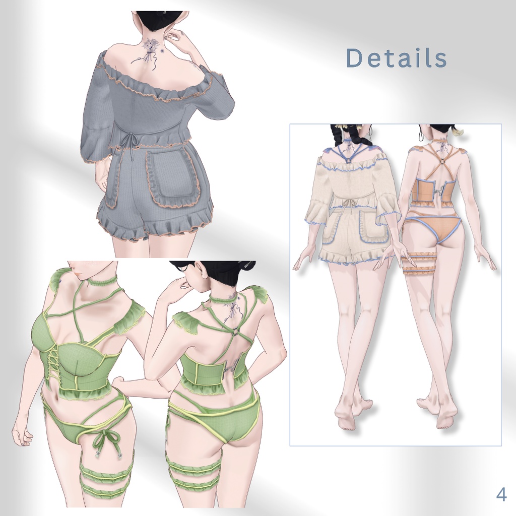 Frill Setup & Corset Swimwear Set【VRoid】