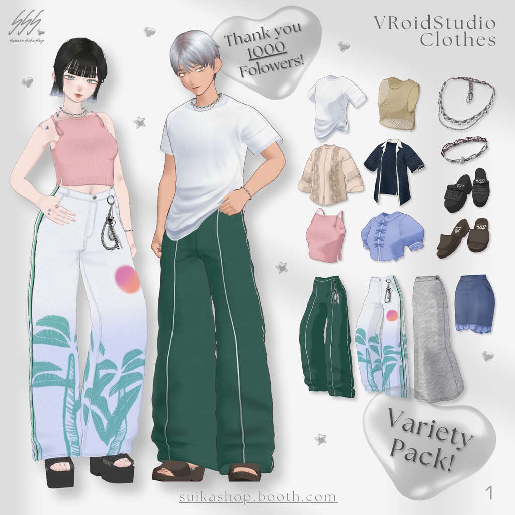 【VRoid衣装】THX 1000 Follow! 14items Variety Pack!【無料】