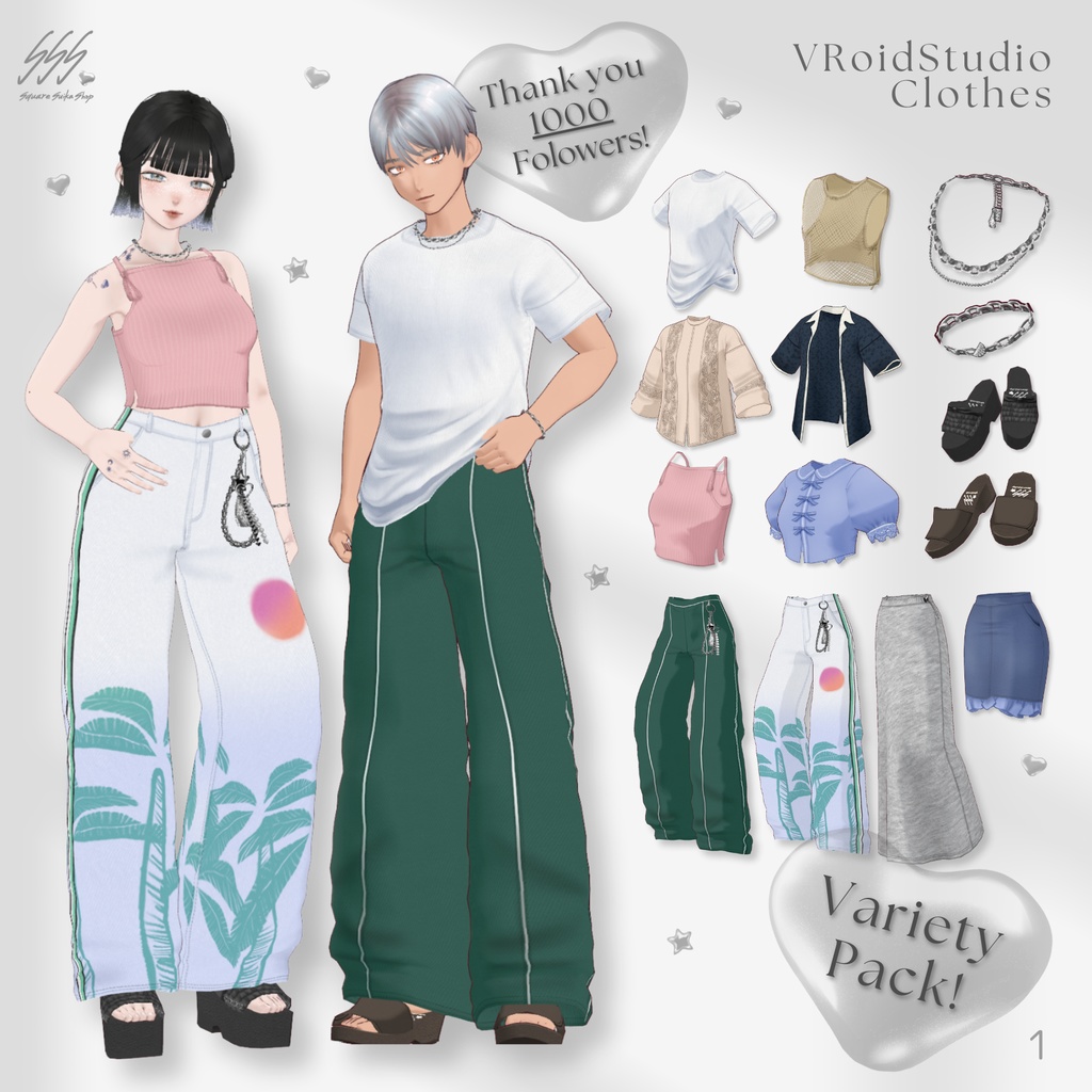 【VRoid衣装】THX 1000 Follow! 14items Variety Pack!【無料】