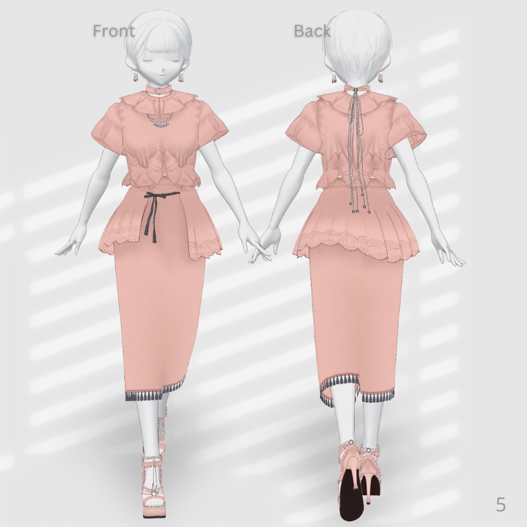Dressy Fril & Tassel Outfit Set【VRoid】