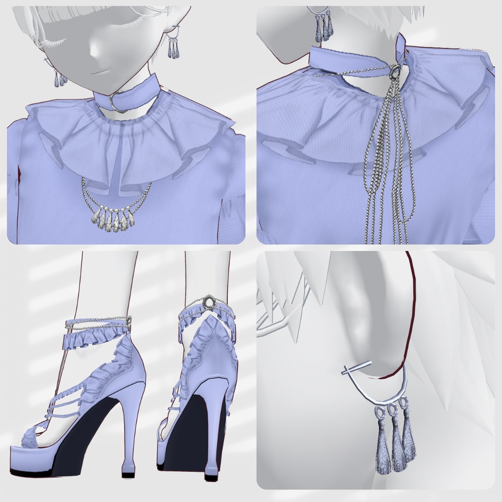 Dressy Fril & Tassel Outfit Set【VRoid】