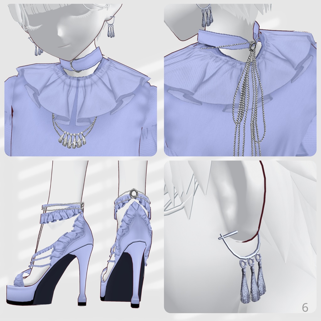 Dressy Fril & Tassel Outfit Set【VRoid】