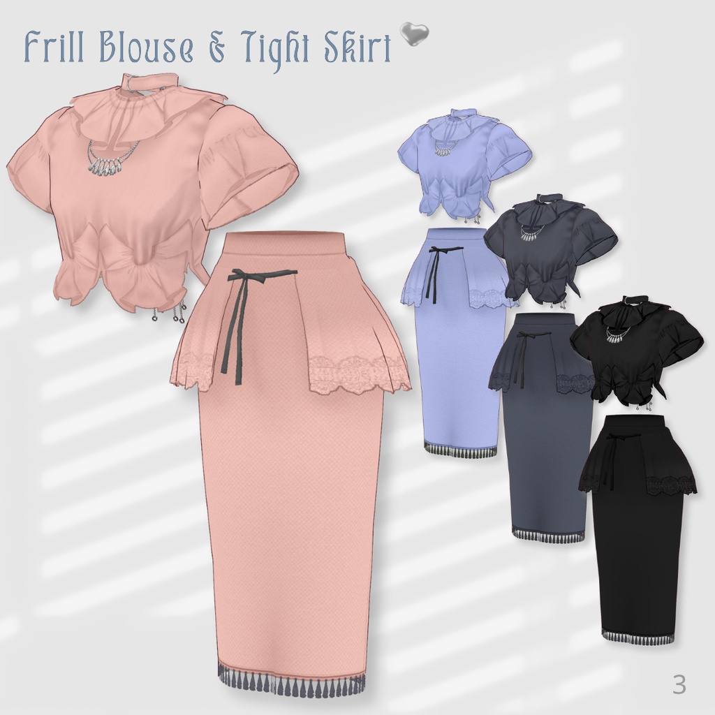 Dressy Fril & Tassel Outfit Set【VRoid】