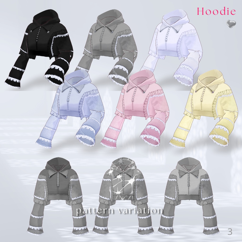 【6colors】Fluffy Frill Outfit Set【VRoid】