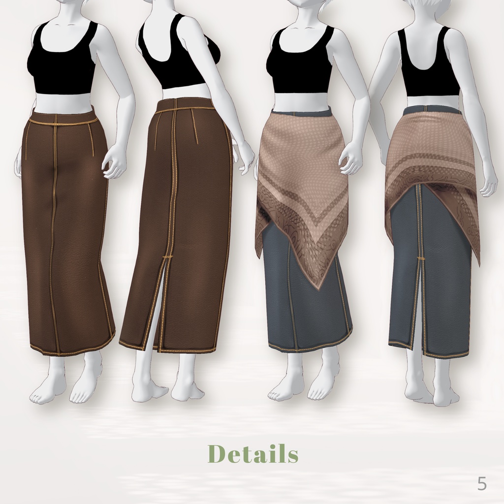 Fringe & Scarf Outfit Set【VRoid】