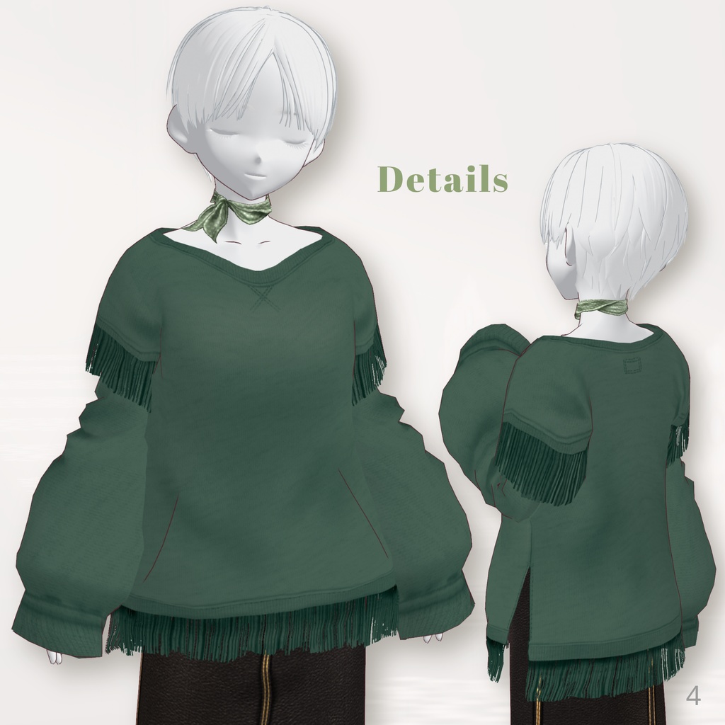 Fringe & Scarf Outfit Set【VRoid】