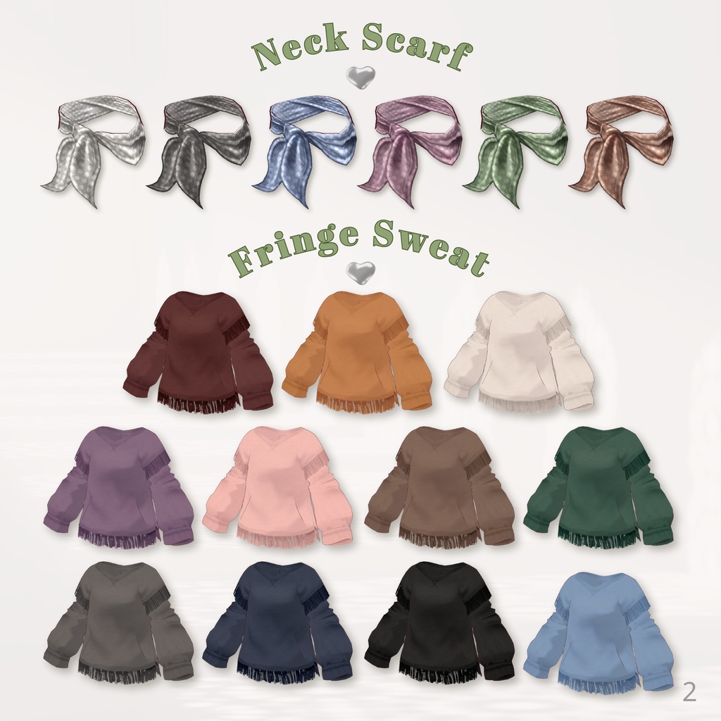 Fringe & Scarf Outfit Set【VRoid】