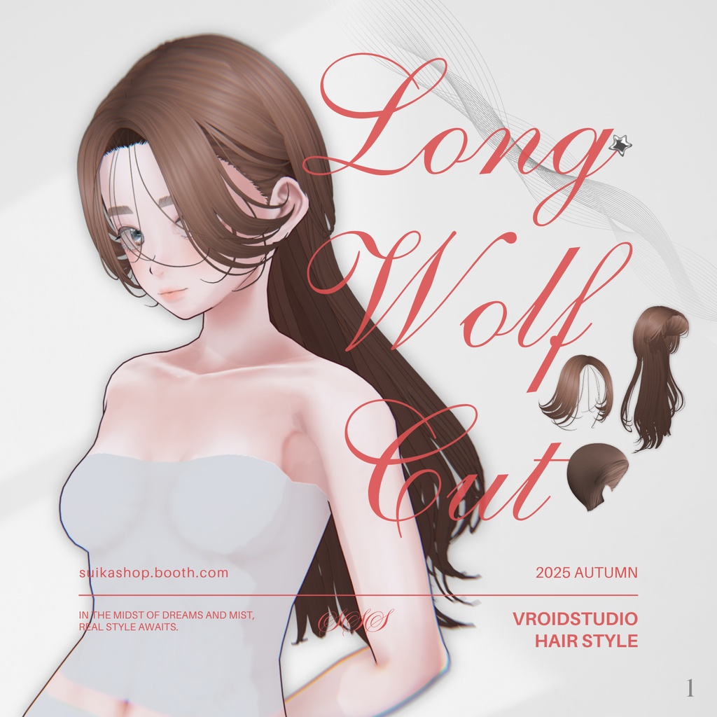 【5colors】Wolf Cut Long Hair 【VRoid】
