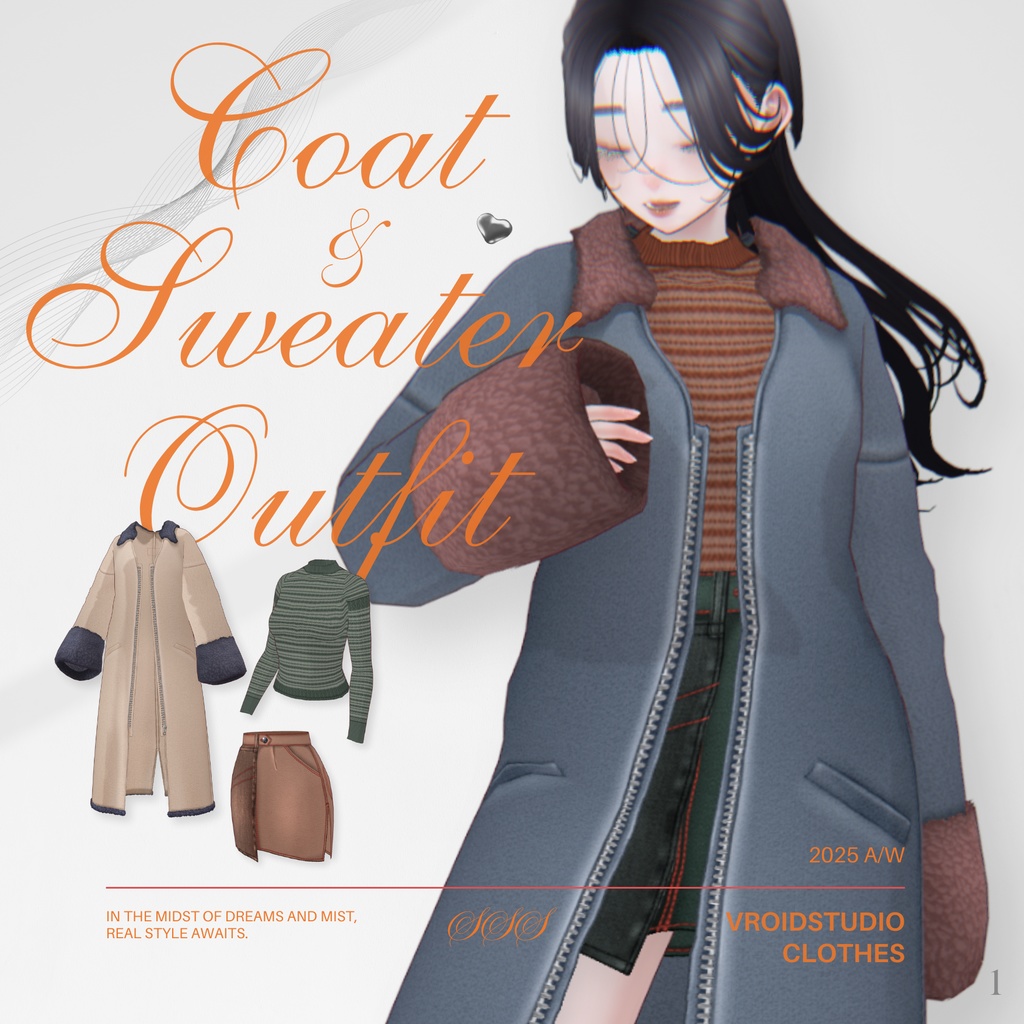 Long Coat & Sweater Outfit 【VRoid】