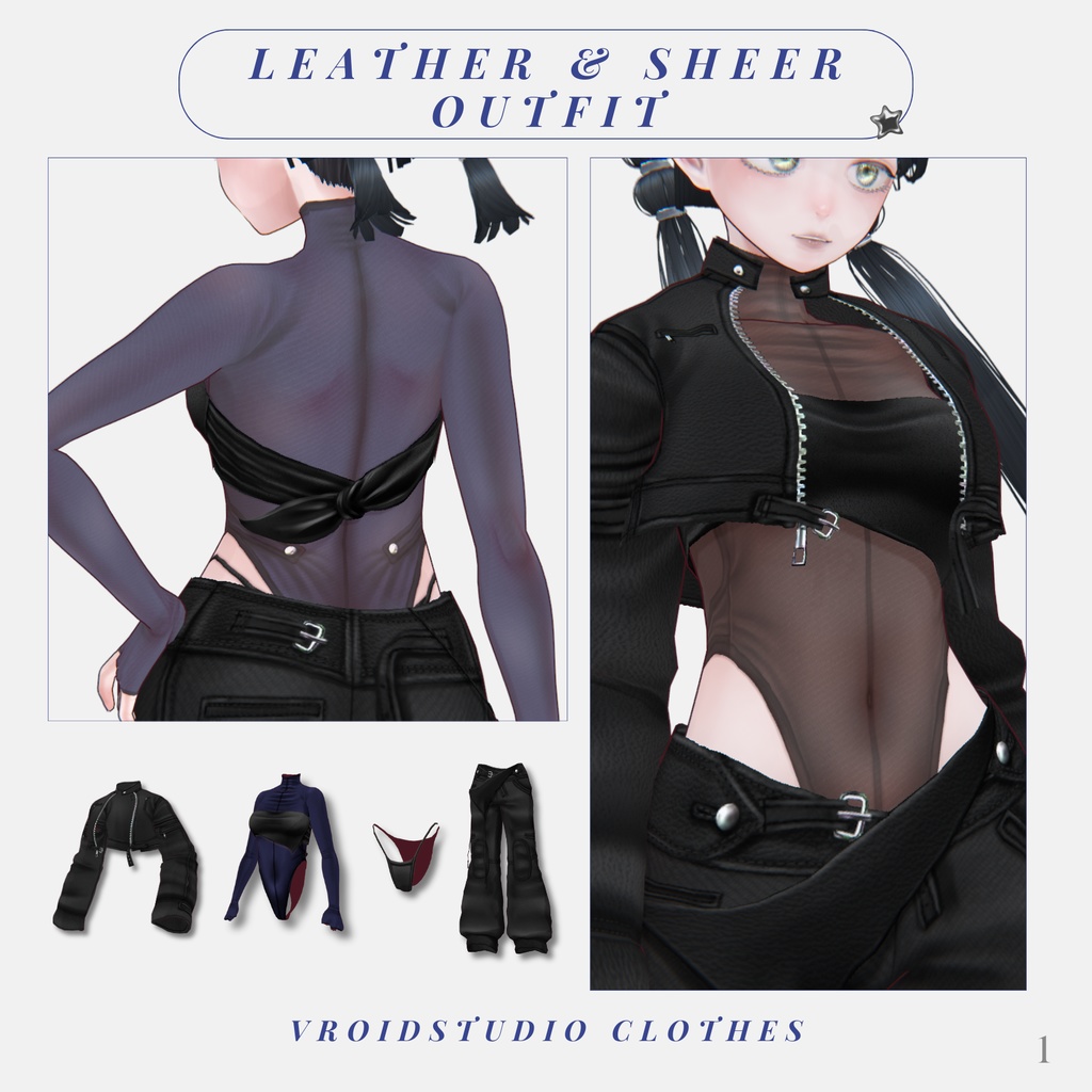 Leather &  Sheer Outfit【VRoid】
