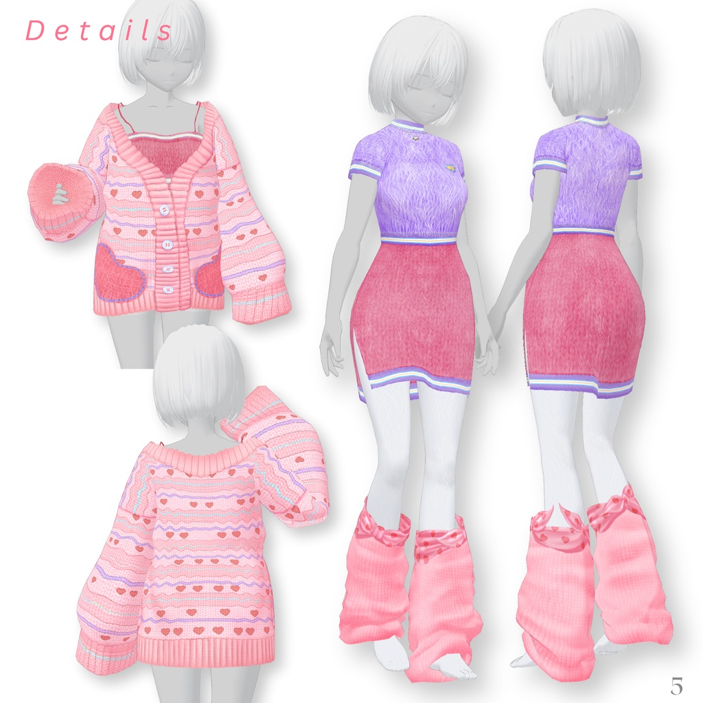 Multi Color Knit Outfit【VRoid】