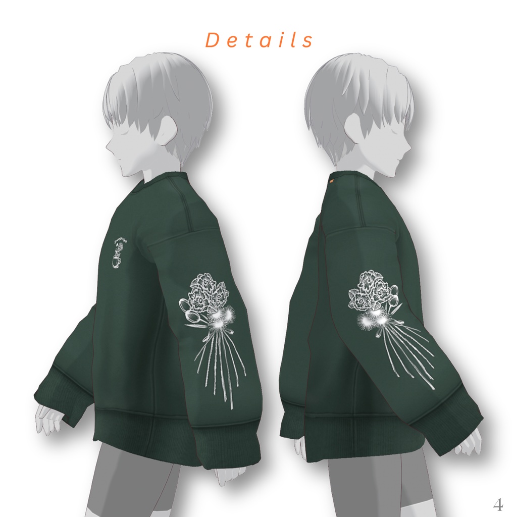 Cut Flowers Print Sweatshirt【VRoid】
