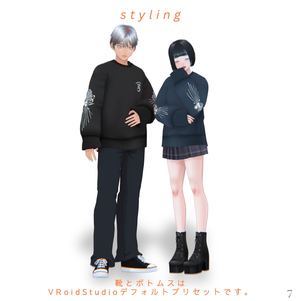 Cut Flowers Print Sweatshirt【VRoid】