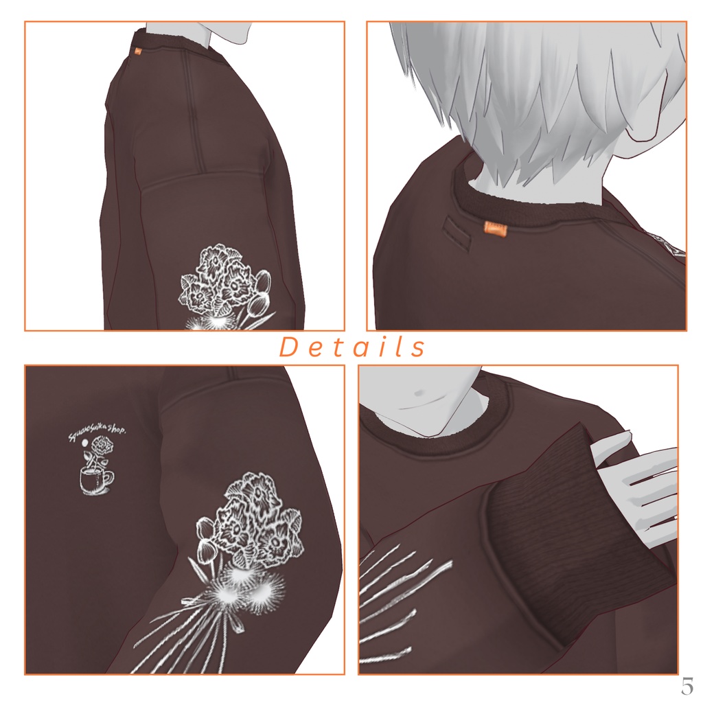 Cut Flowers Print Sweatshirt【VRoid】
