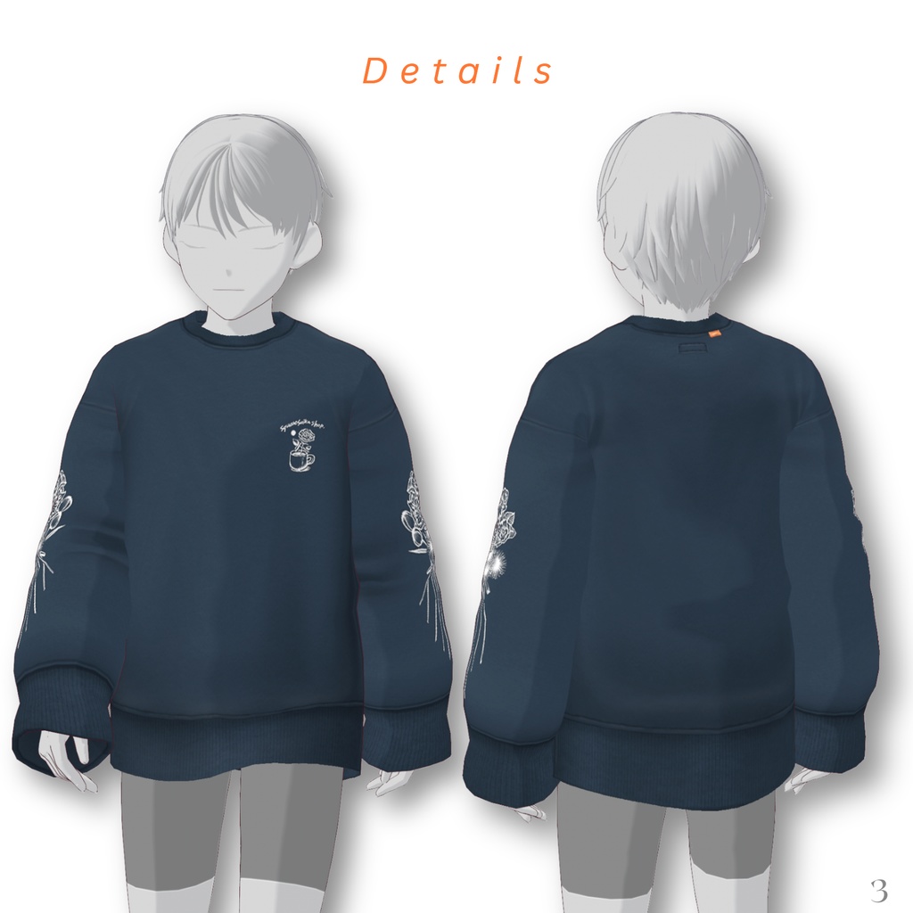 Cut Flowers Print Sweatshirt【VRoid】