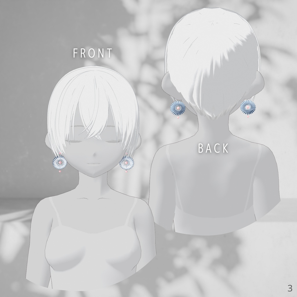 Radial Flower Pierced Earrings【VRoid髪の毛製】