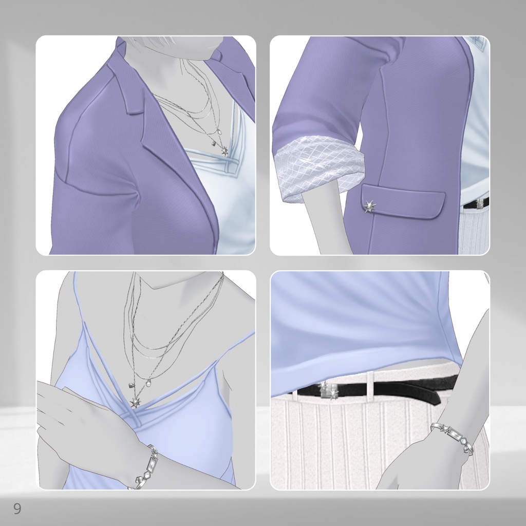 Rolled Sleeve Jacket Outfit【VRoid】