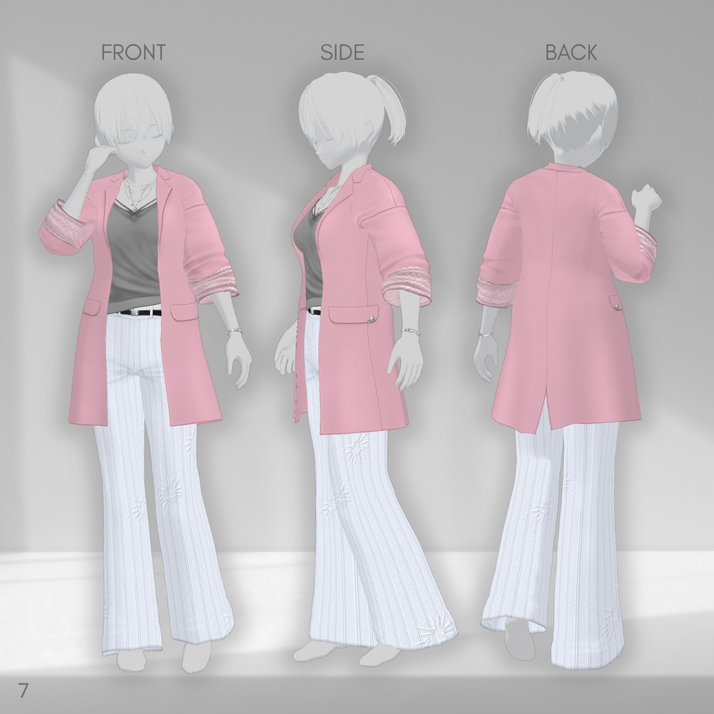 Rolled Sleeve Jacket Outfit【VRoid】