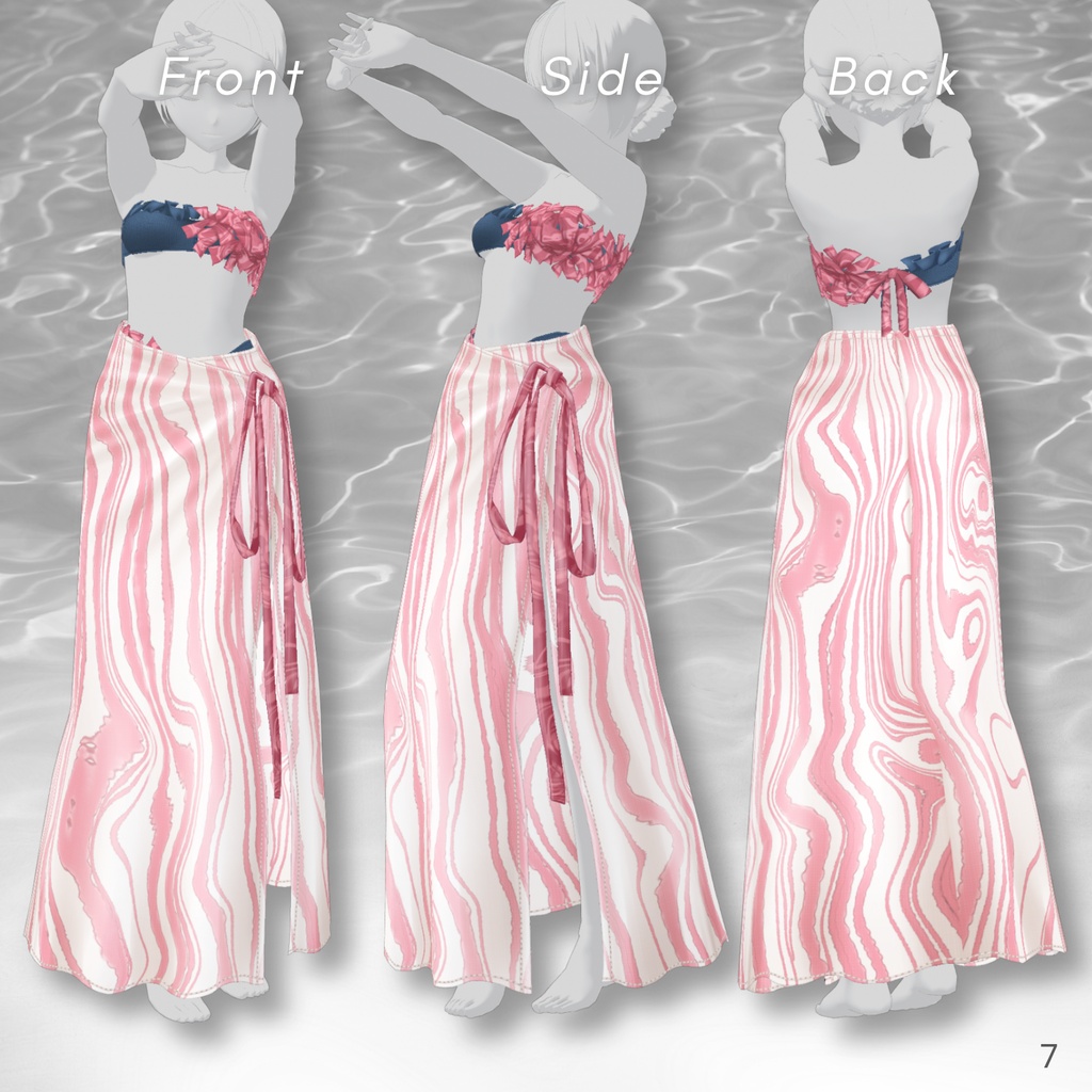 Ripple Pattern Setup & Swimwear Set【VRoid衣装】