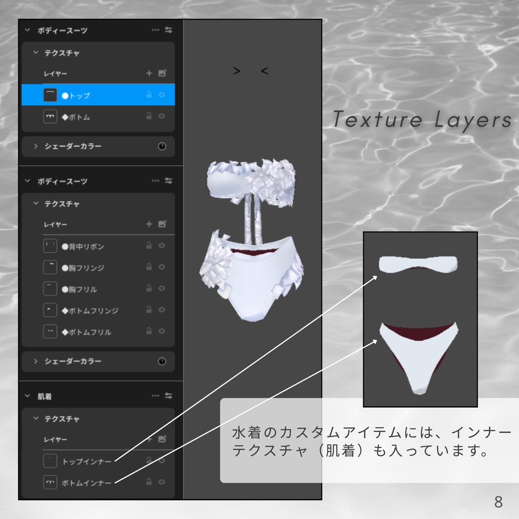 Ripple Pattern Setup & Swimwear Set【VRoid衣装】