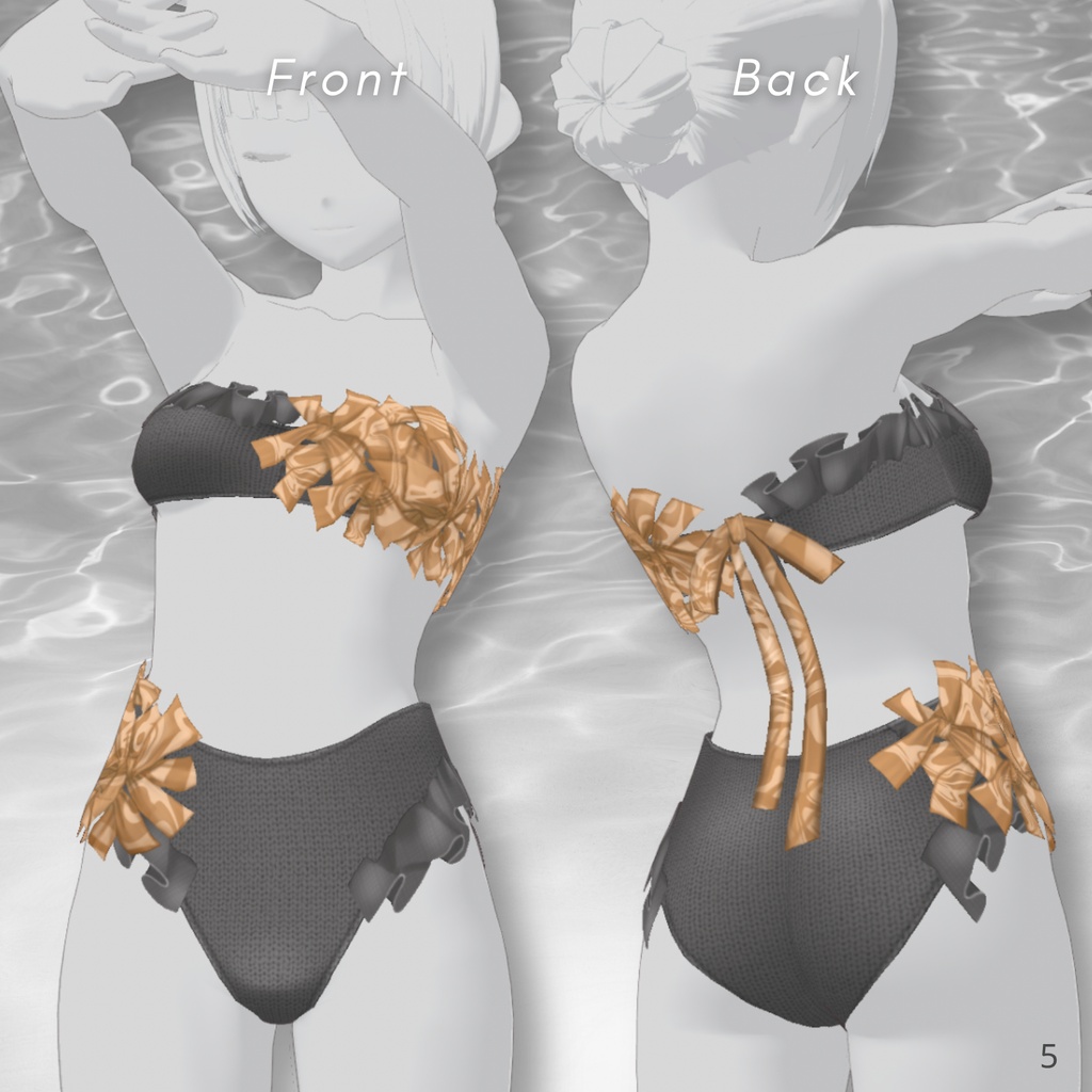 Ripple Pattern Setup & Swimwear Set【VRoid衣装】