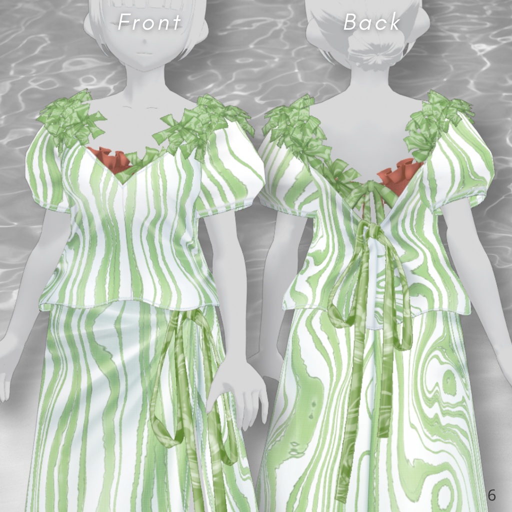 Ripple Pattern Setup & Swimwear Set【VRoid衣装】