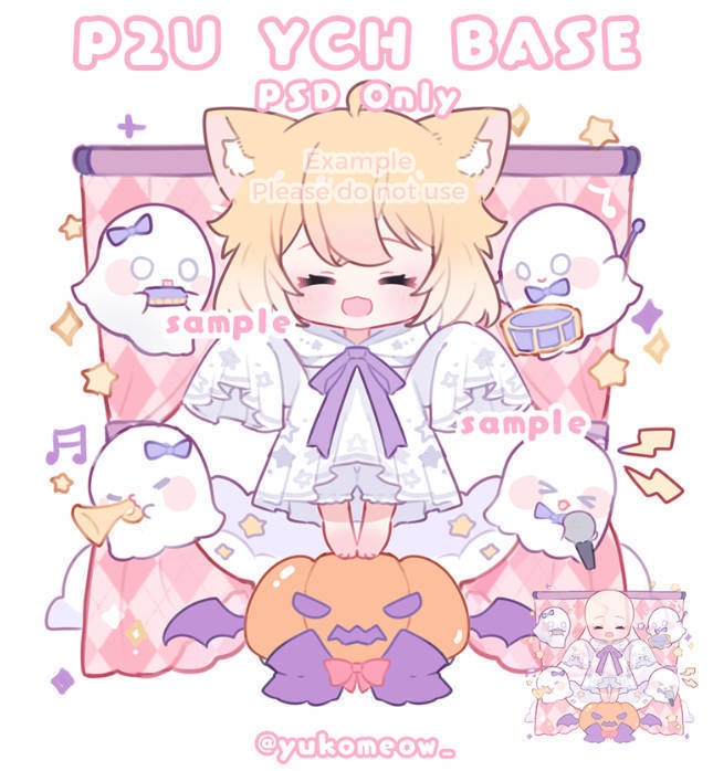 Halloween素体|商用利用OK |トレスChibi Girl Pose素材YCH base
