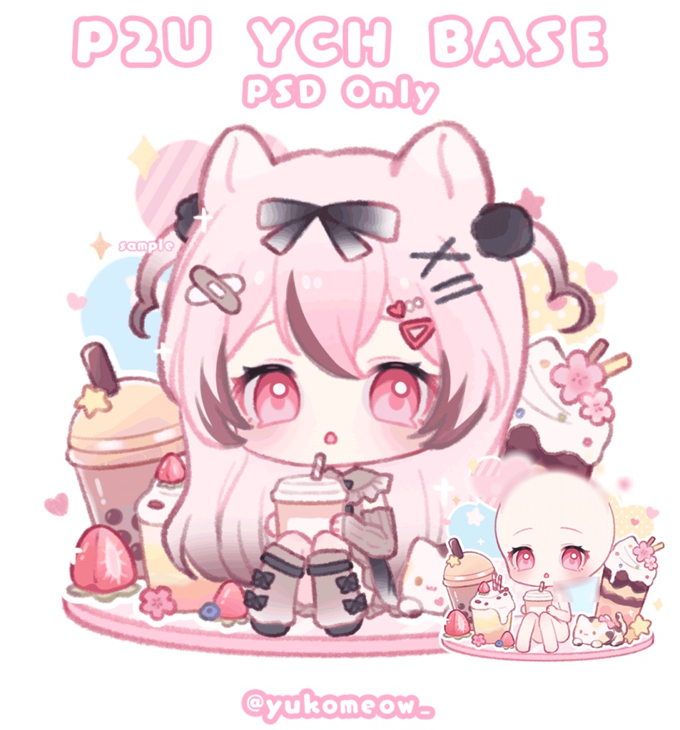 可愛い素体|商用利用OK |トレスChibi Girl Pose素材YCH base