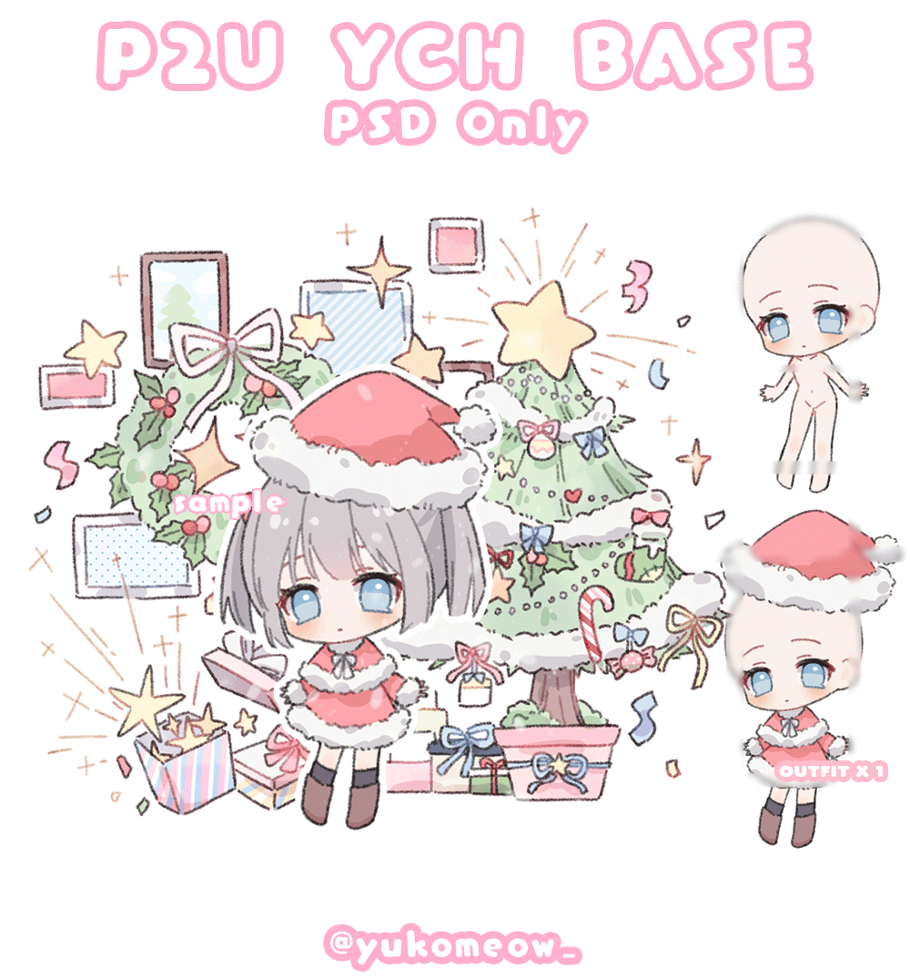 クリスマス 可愛い素体|商用利用OK |トレスChibi Girl Pose素材YCH base Christmas
