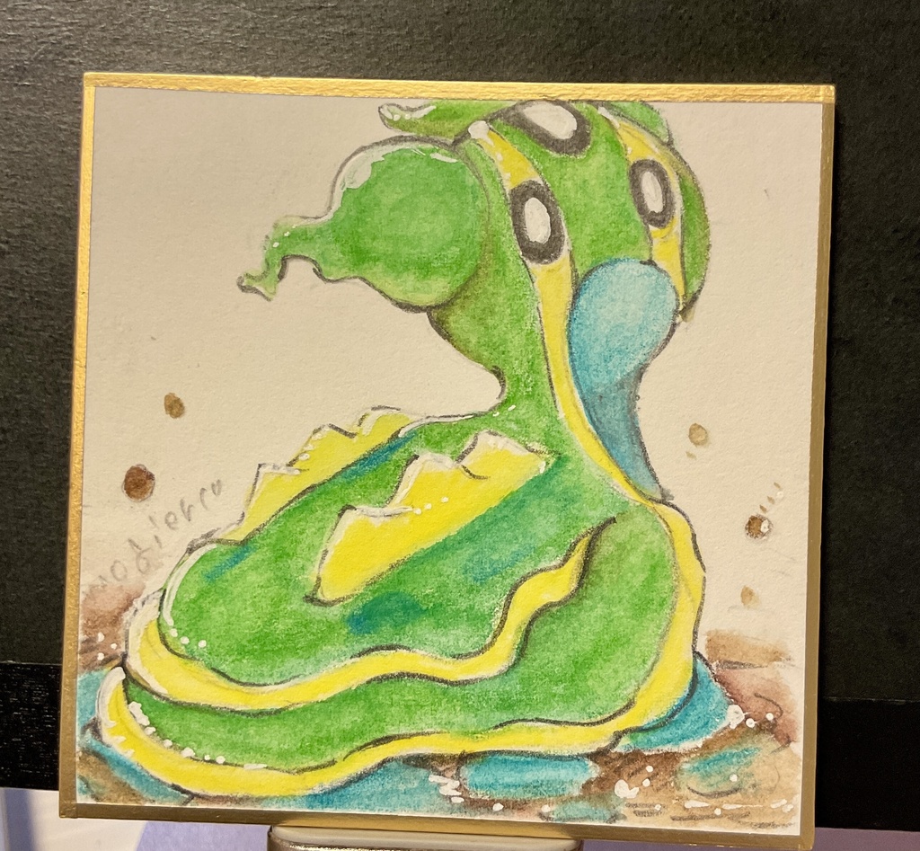 【豆色紙原画】トリトドン 東の海（ポケモン）／7.5cm×7.5cm／水彩色鉛筆 [Mini Shikishi Original Art] Gastrodon (East Sea / Pokémon) / 7.5cm × 7.5cm / Watercolor Pencil