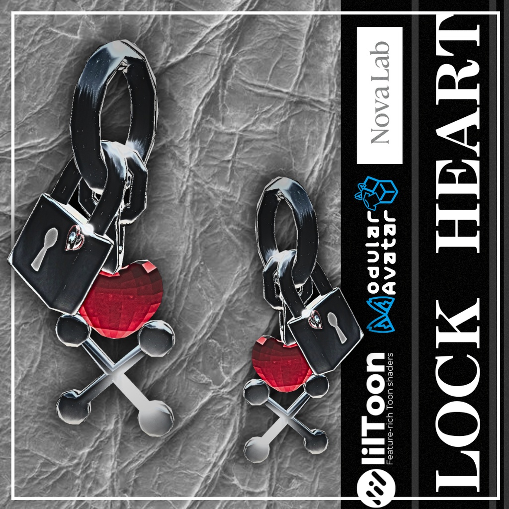 【VRC想定】【MA対応】ピアス『Lock Heart』
