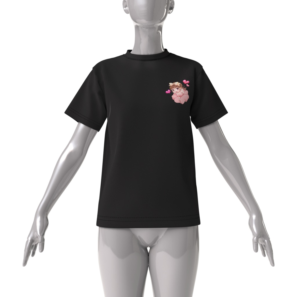 イラストビッグシルエットTシャツ(黒)