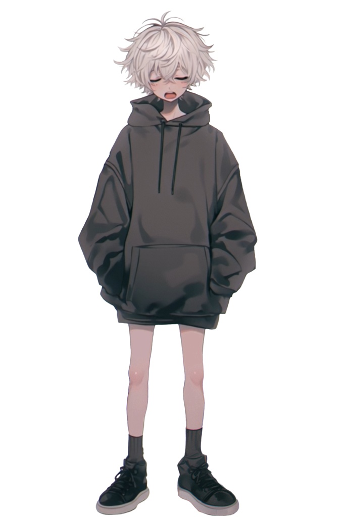 【無料体験版】TRPG立ち絵素材|黒パーカー少年|透過PNG