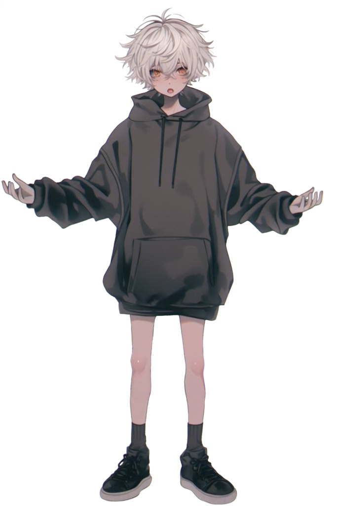 【無料体験版】TRPG立ち絵素材|黒パーカー少年|透過PNG