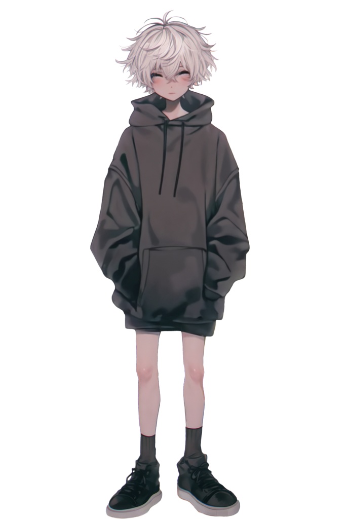 【無料体験版】TRPG立ち絵素材|黒パーカー少年|透過PNG