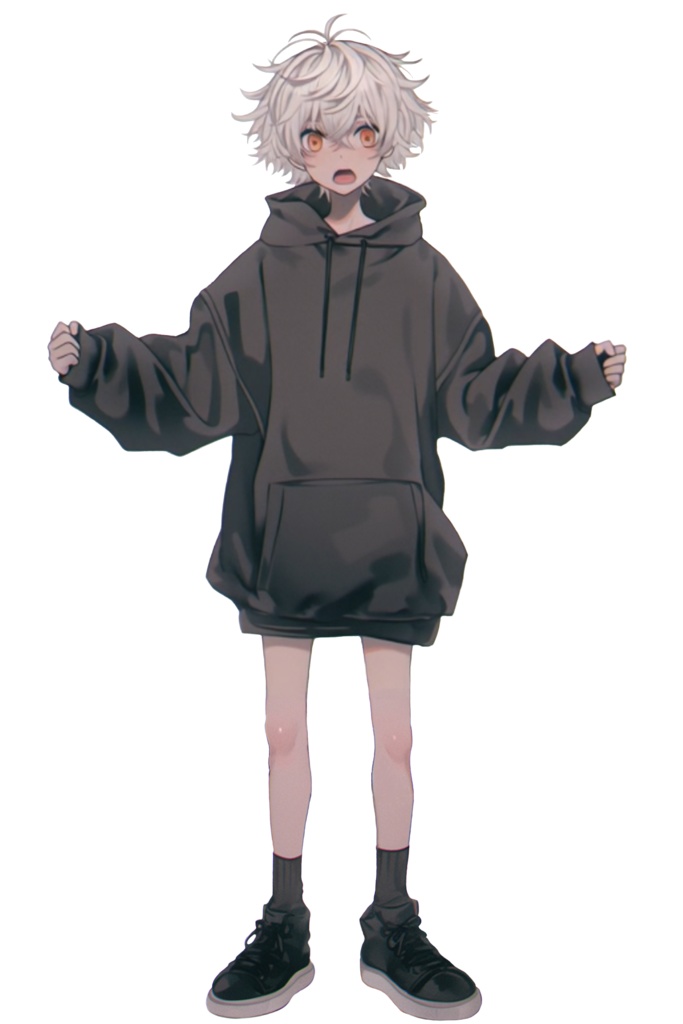 【無料体験版】TRPG立ち絵素材|黒パーカー少年|透過PNG