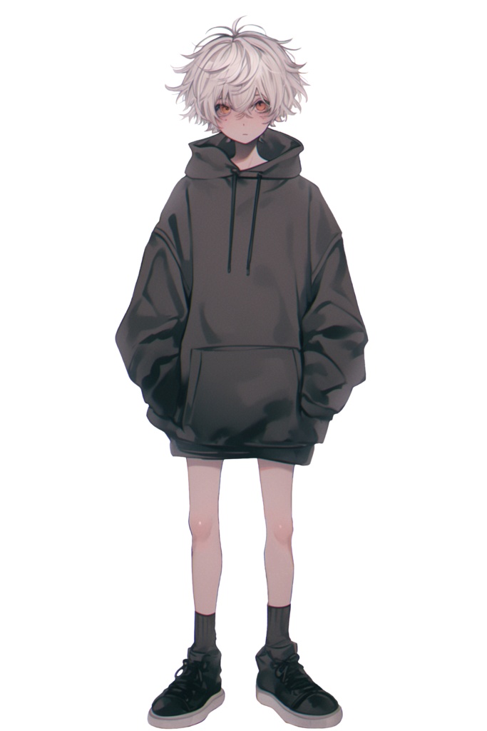 【無料体験版】TRPG立ち絵素材｜黒パーカー少年｜透過PNG