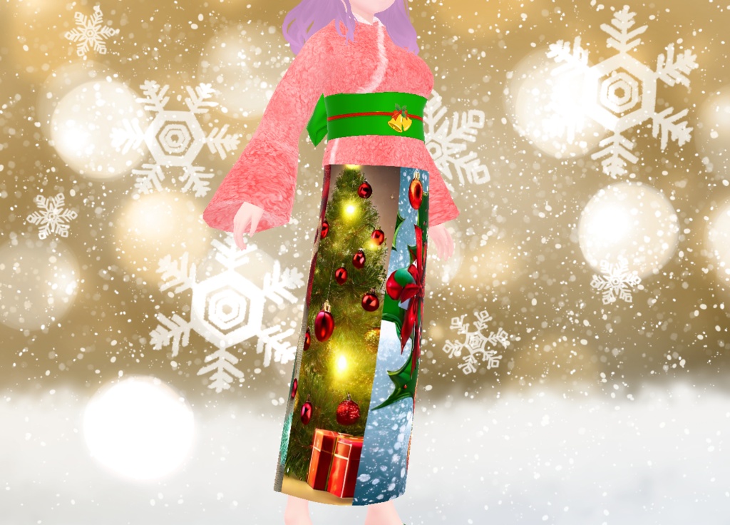 モフモフ冬浴衣楽しいクリスマス仕様【Vroid用】