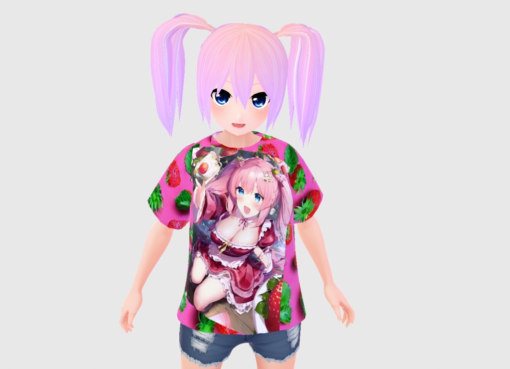 【いちごのくにのイーたん】ＡＩイラストＴシャツ【Vroid用】 AI illustration T-shirt