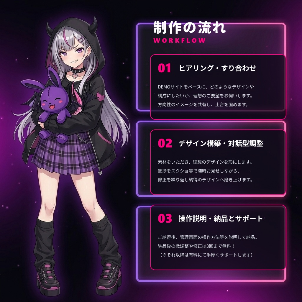 【維持費ずっと0円】スマホで予定更新ができる!VTuber専用ホームページ制作パッケージ(実績公開モニター枠)