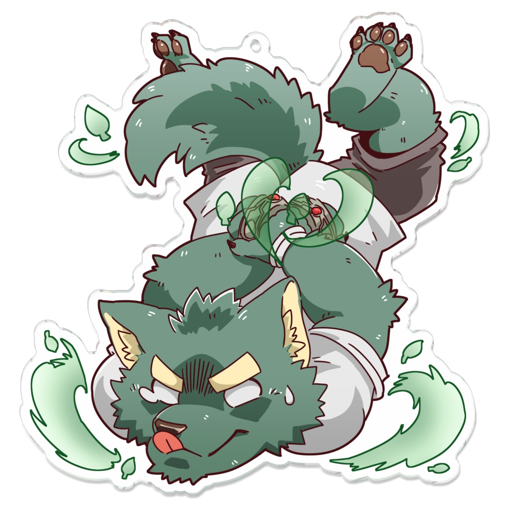 ウルフ(木) イヤホンコードマネージャー？アクリルキーホルダー