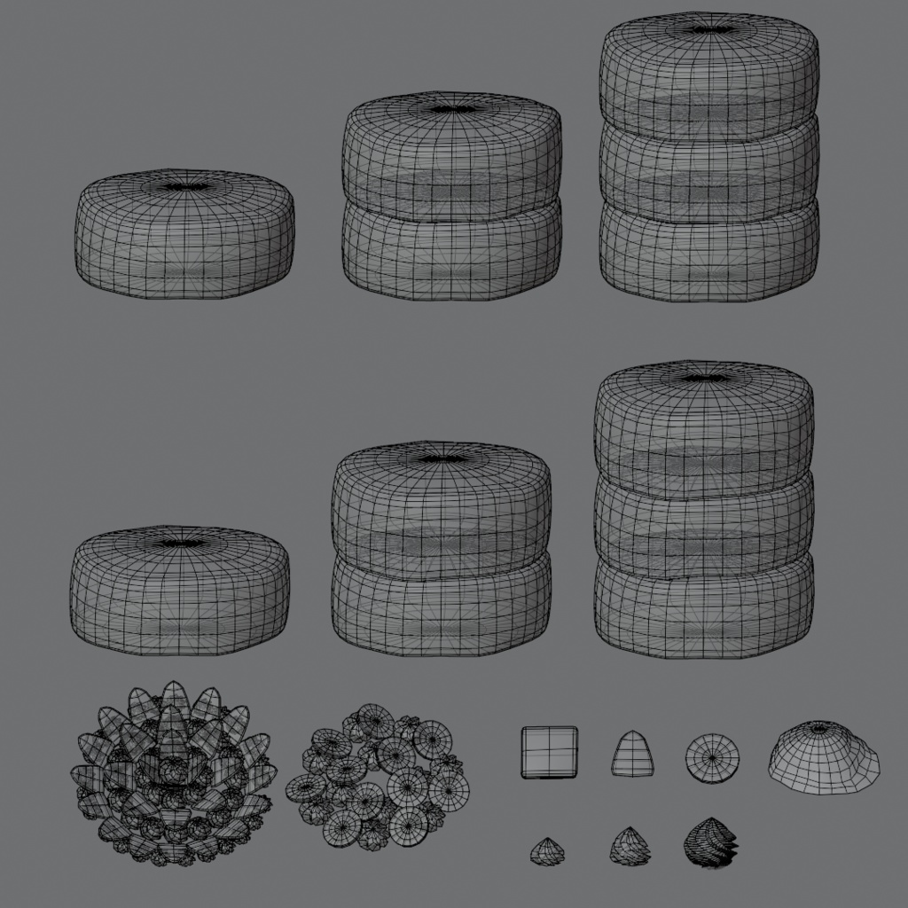 【3Dモデル】ふわふわパンケーキ-トッピング付き(全15点セット)