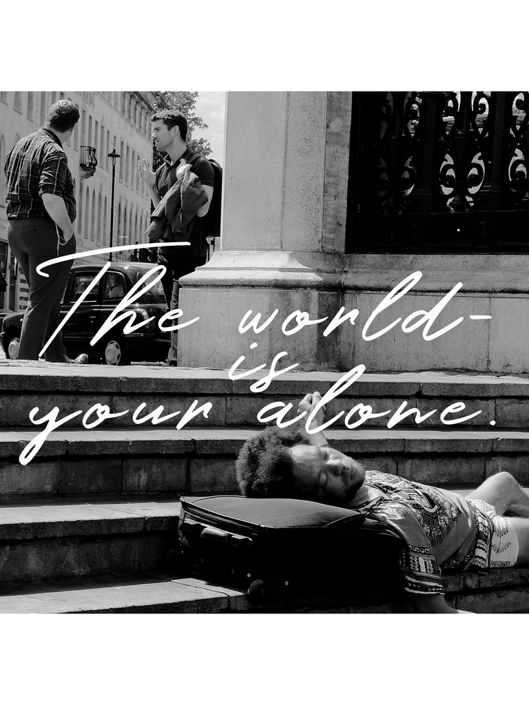 【受注生産】The world is your alone.【マルシェバッグ　本体：黒】