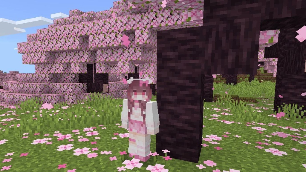ピンクリボンの女の子スキン 【Minecraft】