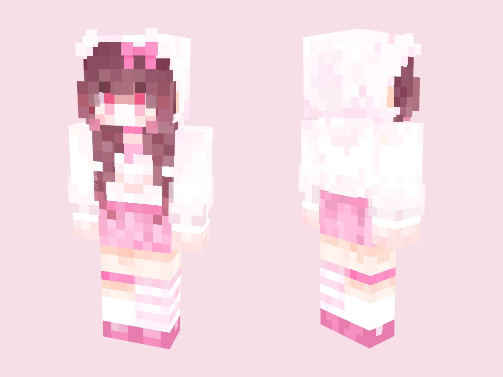 ピンクリボンの女の子スキン　【Minecraft】