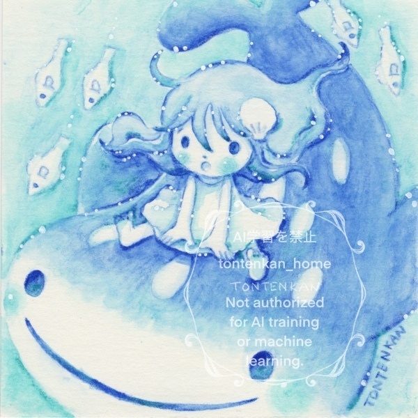 【夏の期間限定🌻】【原画】ジンベイザメとお散歩